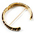 Beige & Brown Enamel Hinged Bangle Bracelet (Gold Tone) - view 7