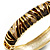Beige & Brown Enamel Hinged Bangle Bracelet (Gold Tone) - view 14