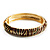 Brown & Olive Green Enamel Hinged Bangle Bracelet (Gold Tone) - view 9