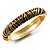 Brown & Olive Green Enamel Hinged Bangle Bracelet (Gold Tone) - view 3