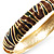 Brown & Olive Green Enamel Hinged Bangle Bracelet (Gold Tone) - view 4