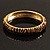 Brown & Olive Green Enamel Hinged Bangle Bracelet (Gold Tone) - view 5