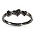 Gun Metal Diamante Heart Hinged Bangle Bracelet - view 9