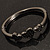 Gun Metal Diamante Heart Hinged Bangle Bracelet - view 11