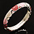 Pale Pink & Light Cream Enamel Hinged Bangle Bracelet (Silver Tone) - view 6