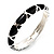 Black Enamel 'Criss Cross' Hinged Bangle Bracelet (Silver Tone Metal) - view 2