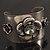 Vintage Wide Rose Cuff Bangle (Antique Silver) - view 4