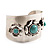 Vintage Wide Turquoise Stone Flower Cuff Bangle (Antique Silver) - view 7