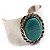 Vintage Wide Turquoise Oval Cuff Bangle (Antique Silver) - view 10