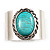 Vintage Wide Turquoise Oval Cuff Bangle (Antique Silver) - view 9