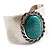 Vintage Wide Turquoise Oval Cuff Bangle (Antique Silver)