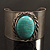Vintage Wide Turquoise Oval Cuff Bangle (Antique Silver) - view 2