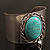 Vintage Wide Turquoise Oval Cuff Bangle (Antique Silver) - view 5