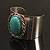 Vintage Wide Turquoise Oval Cuff Bangle (Antique Silver) - view 14