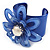 Violet Blue Wide Acrylic Floral Cuff Bangle - view 2
