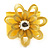 Bright Yellow Wide Acrylic Floral Cuff Bangle - view 9