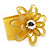 Bright Yellow Wide Acrylic Floral Cuff Bangle - view 10