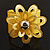 Bright Yellow Wide Acrylic Floral Cuff Bangle - view 3