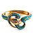Gold Plated Crystal Turquoise Coloured Enamel Hinged Snake Bangle Bracelet - view 2