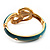 Gold Plated Crystal Turquoise Coloured Enamel Hinged Snake Bangle Bracelet - view 10
