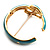 Gold Plated Crystal Turquoise Coloured Enamel Hinged Snake Bangle Bracelet - view 7