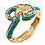 Gold Plated Crystal Turquoise Coloured Enamel Hinged Snake Bangle Bracelet - view 11