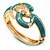 Gold Plated Crystal Turquoise Coloured Enamel Hinged Snake Bangle Bracelet - view 12