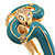 Gold Plated Crystal Turquoise Coloured Enamel Hinged Snake Bangle Bracelet - view 3