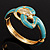 Gold Plated Crystal Turquoise Coloured Enamel Hinged Snake Bangle Bracelet - view 6