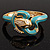 Gold Plated Crystal Turquoise Coloured Enamel Hinged Snake Bangle Bracelet - view 4