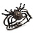 Gun Metal Crystal Spider Hinged Bangle Bracelet - view 7