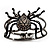 Gun Metal Crystal Spider Hinged Bangle Bracelet - view 3