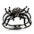 Gun Metal Crystal Spider Hinged Bangle Bracelet - view 8