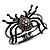 Gun Metal Crystal Spider Hinged Bangle Bracelet - view 2