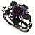 Chic Purple Resin Diamante Rose Hinged Bangle Bracelet (Gun Meal Finish) - view 11