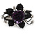 Chic Purple Resin Diamante Rose Hinged Bangle Bracelet (Gun Meal Finish) - view 2
