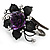 Chic Purple Resin Diamante Rose Hinged Bangle Bracelet (Gun Meal Finish) - view 13
