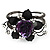 Chic Purple Resin Diamante Rose Hinged Bangle Bracelet (Gun Meal Finish) - view 14