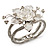 Chic Transparent Resin Diamante Rose Hinged Bangle Bracelet (Silver Tone Finish) - view 5