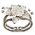 Chic Transparent Resin Diamante Rose Hinged Bangle Bracelet (Silver Tone Finish) - view 8