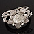Chic Transparent Resin Diamante Rose Hinged Bangle Bracelet (Silver Tone Finish) - view 13