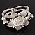 Chic Transparent Resin Diamante Rose Hinged Bangle Bracelet (Silver Tone Finish) - view 14