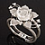 Chic Transparent Resin Diamante Rose Hinged Bangle Bracelet (Silver Tone Finish) - view 4