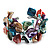 Multicoloured Floral Shell & Simulated Pearl Cuff Bracelet (Silver Tone) - view 2