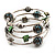 Silver-Tone Beaded Multistrand Flex Bracelet (Forest green)
