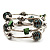 Silver-Tone Beaded Multistrand Flex Bracelet (Forest green) - view 3