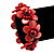 Coral Red Floral Shell Flex Cuff Bracelet - view 2