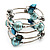 Silver-Tone Beaded Multistrand Flex Bracelet (Light Blue)