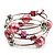 Silver-Tone Beaded Multistrand Flex Bracelet (Light Pink) - view 3