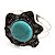 Turquoise Stone Flower Hinged Bangle Bracelet (Antique Silver) - view 11